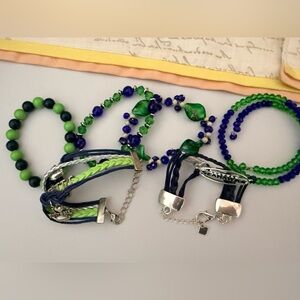 Lot of 7 Seattle Seahawks game day ready bracelets, NFL Super Bowl NFC